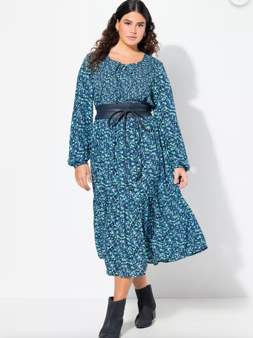 NWT Ulla Popken Floral Pleated Crepe Dress
